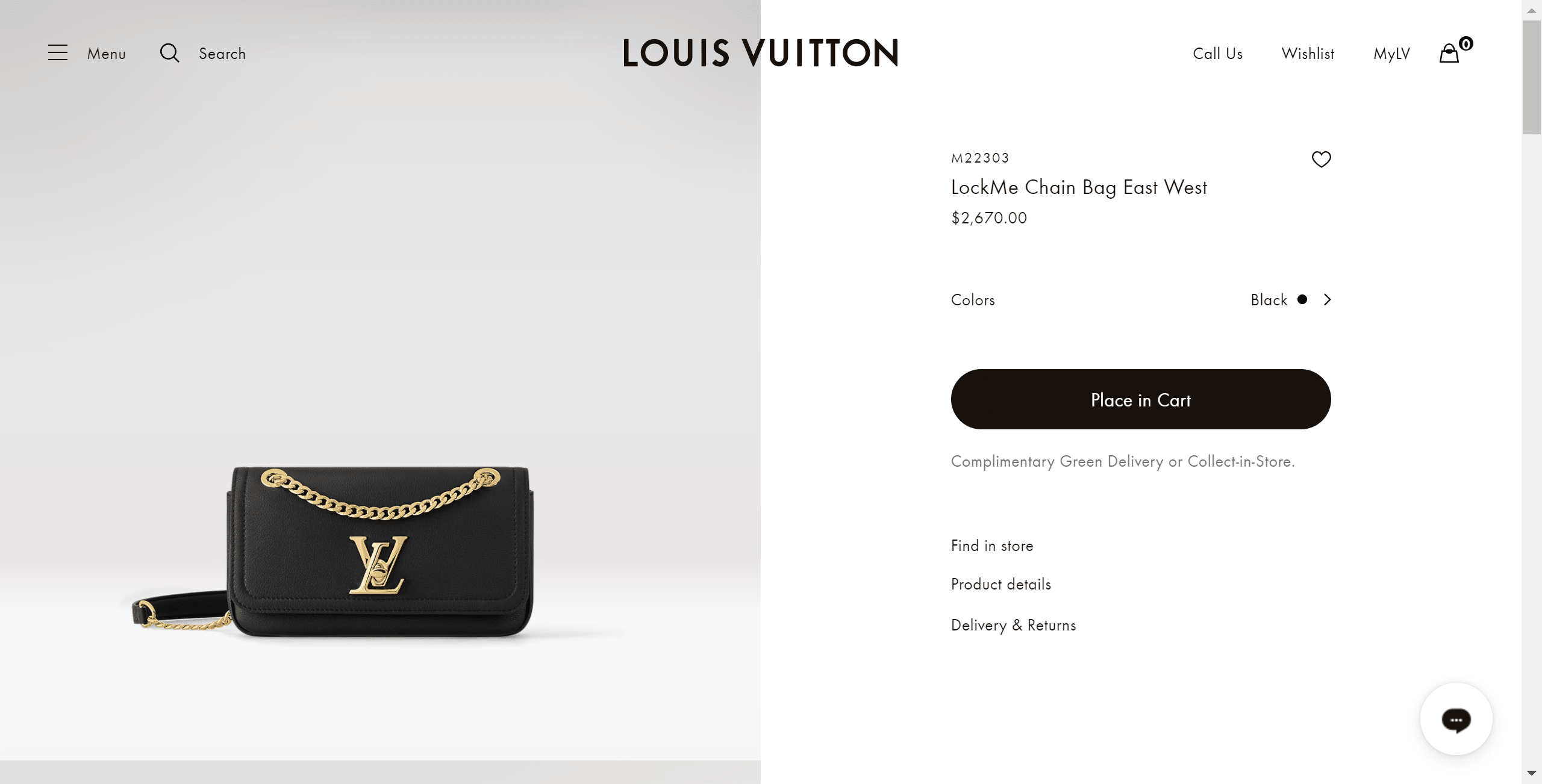 M22303 Louis Vuitton LockMe Chain Bag East West