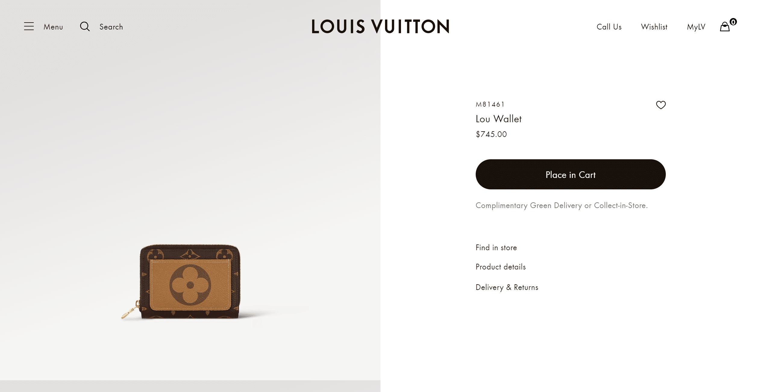 Louis Vuitton M81461 Lou Wallet, Brown, One Size