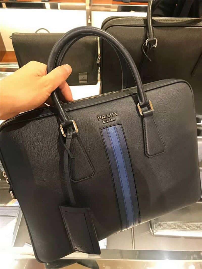 PRADA普拉达原厂皮原厂五金男士公文包0368R