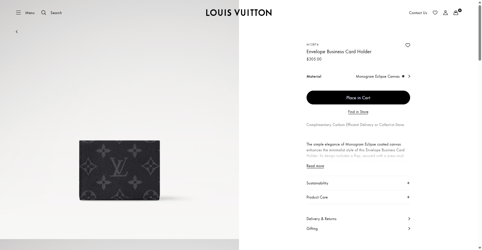 Envelope Business Card Holder Monogram Eclipse Canvas Men Small Leather Goods LOUIS VUITTON ® 03 07