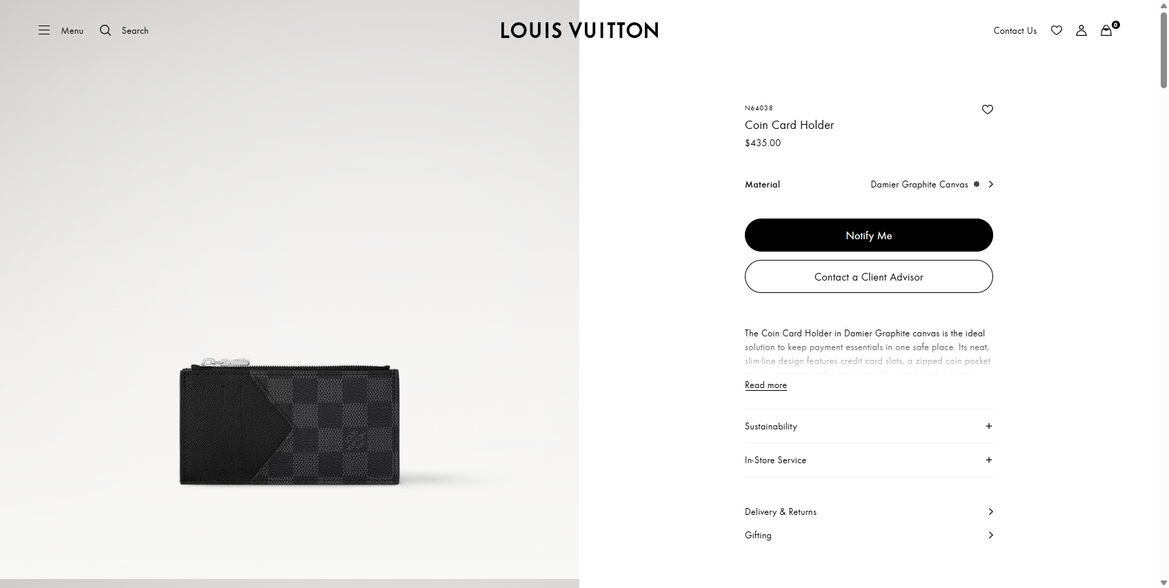 Coin Card Holder Damier Graphite Canvas Bags and Small Leather Goods Men s Small Leather Goods LOUIS