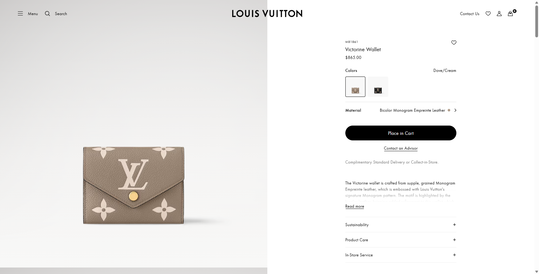 Victorine Wallet Bicolor Monogram Empreinte Leather Women Small Leather Goods LOUIS VUITTON ® 08 21 