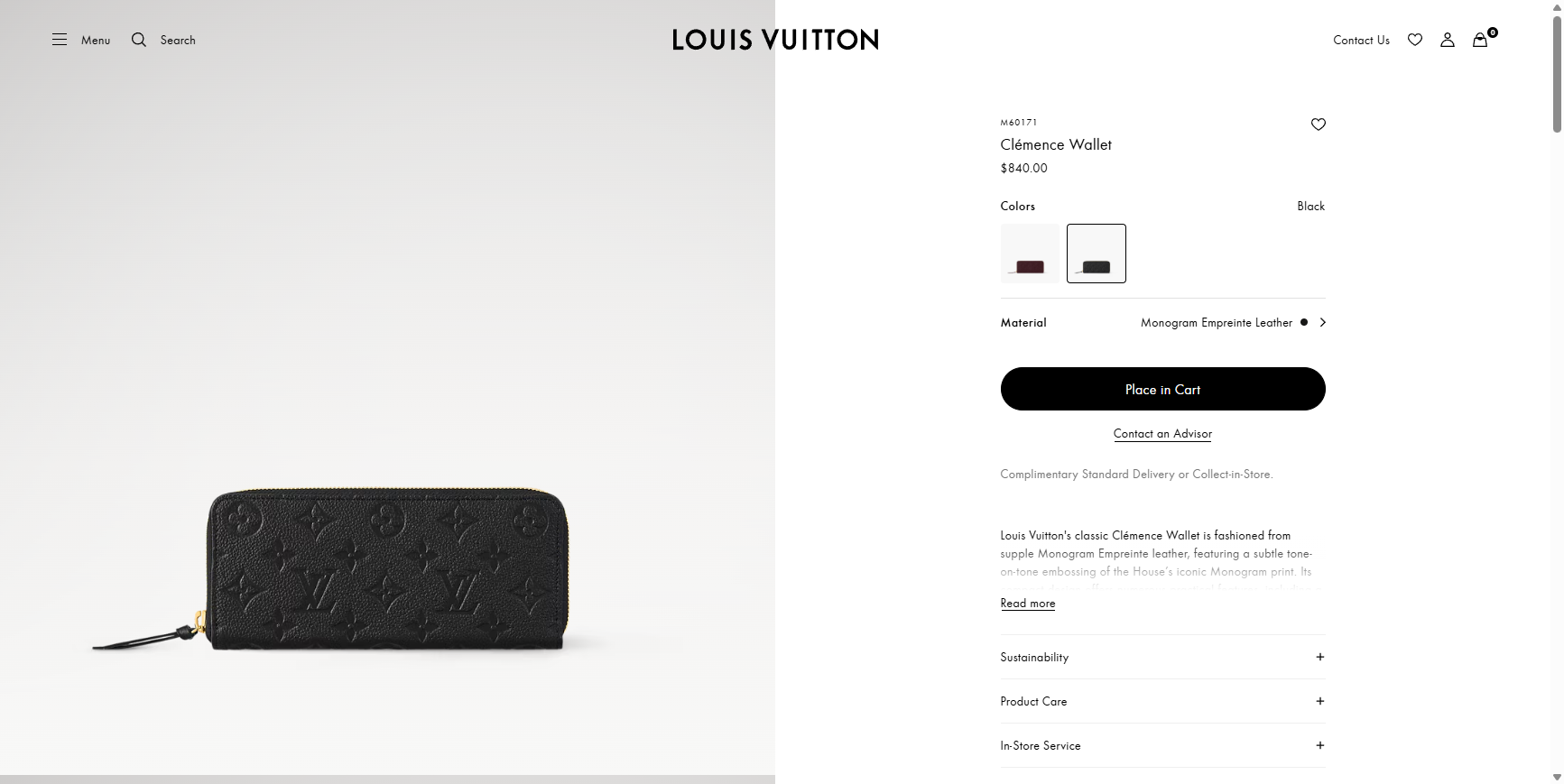 Women s Black Leather Zip Wallet Clémence Empreinte 12 03 2025 03 19 PM jpg